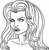 Vampire Girl Coloring Pages Halloween Printable Draw Girls Drawings Anime Female Vampires Step Drawing Fashionable Colouring Color Sheets Clipart Adult sketch template