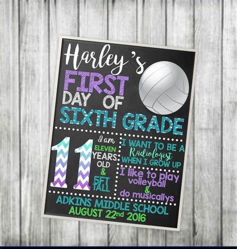 day  school sign sixth grade sign  day  etsy