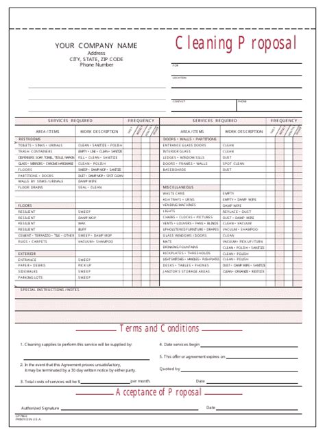 cleaning proposal template  printable  templateroller