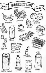 List Groceries Illustrated Grocery sketch template