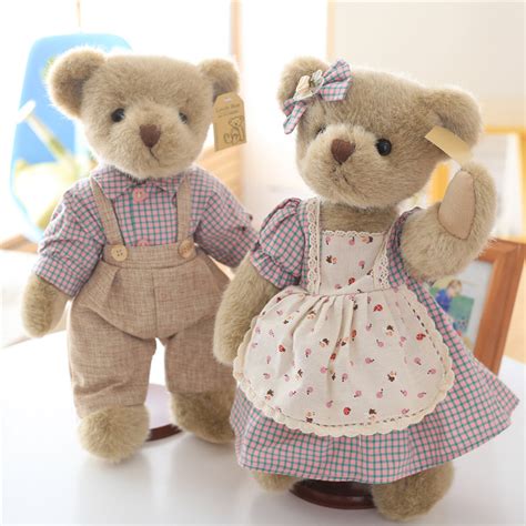 Cute Luxury Classic Teddy Bear Plush Toys Couple Ted Bears In Clothes