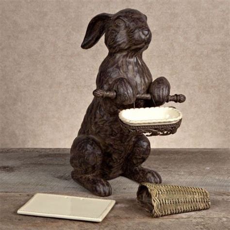 Gg Collection Gracious Goods Large Brown Cast Stone Rabbit With