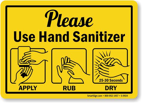 hand sanitizer sign yellow sku   wash hands sign