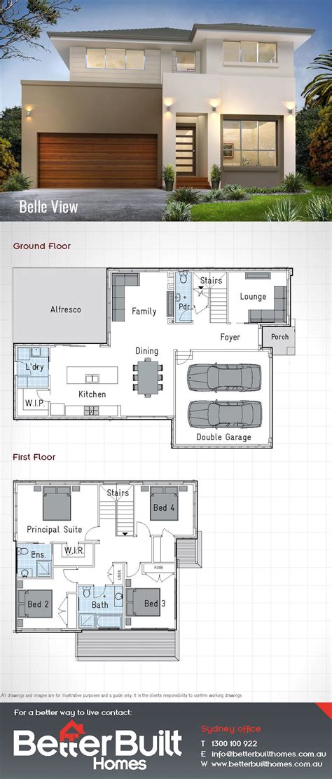 double storey house plans  double garage ideas