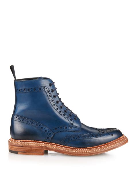 lyst foot  coacher fred leather brogue boots  blue  men