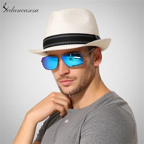 sedancasesa new trilby straw hats for men beach summer sun hat sun