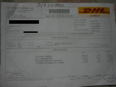 shipment receipt dhl invoice template