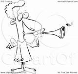 Herald Horn Blowing Angel Toonaday Royalty Outline Illustration Cartoon Rf Clip 2021 sketch template