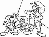 Musketeers Donald Goofy Colorir Preschoolers Samson sketch template