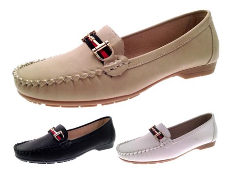 womens faux leather driving comfort shoes moccasins cushioned loafer size uk   ebay