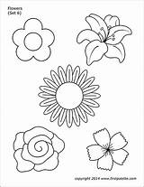 Flowers Printable Flower Coloring Pages Set Templates Variety Template Firstpalette Color Colouring Printables Sunflower Five Petal Crafts Drawing Roses Choose sketch template