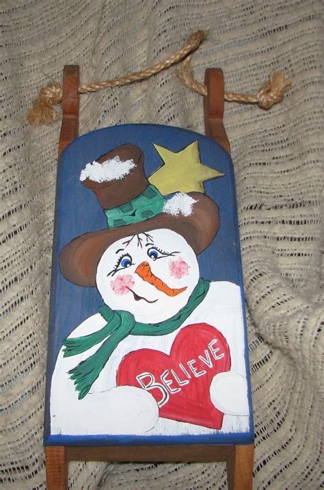 hand painted wooden sled christmas sled winter christmas christmas
