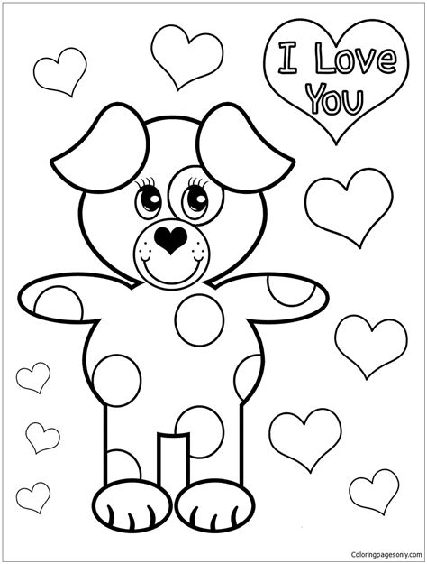 cute puppy love coloring page  printable coloring pages