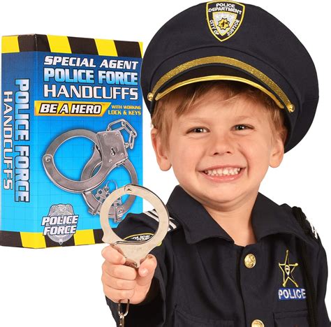kids police handcuffs  badge set police role play toys novelty props