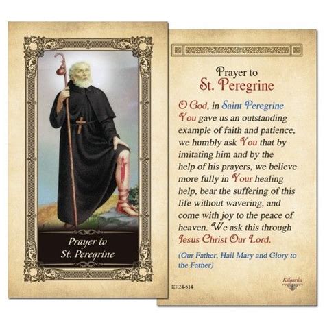 st peregrine laminated prayer card holy cards bible prayers st