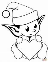 Elf Coloring Christmas Cute Pages Drawing Printable Sheets Simple Elves Colouring Print Drawings Kids Cartoon sketch template
