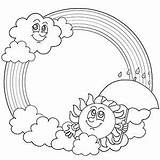 Coloring Rainbow Pages Sun Kids Printable Mandala Print Drawing Color Toddlers Clouds Rainbows Printables Drawings Flower Butterfly Colouring Sheet Getdrawings sketch template