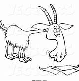 Goat Cartoon Paperwork Eating Drawing Vector Coloring Outlined Leishman Ron Graphic Illustrations Royalty Getdrawings sketch template