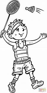 Badminton Coloring Playing Clipart Boy Drawing Colouring Pages Outline Printable sketch template