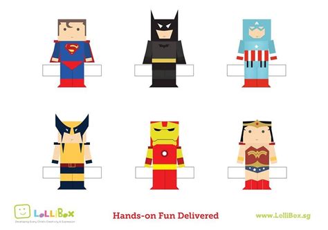 superhero cutouts printable father  day superhero puppets kids craft