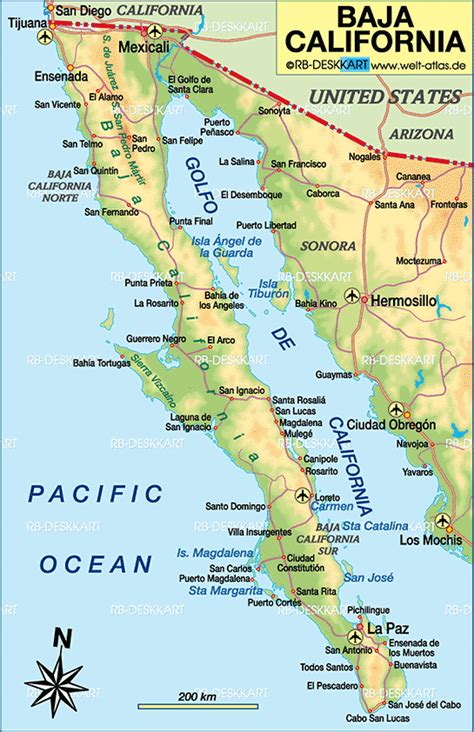 map of baja california mexico topographic map of usa with states