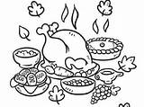 Thanksgiving Coloring Pages Feast Dinner Turkey Drawing Plate Food Color Printable License Religious Drawings Happy Template Getcolorings Getdrawings Sketch Sheet sketch template