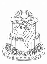 Unicorn Cake Coloring Pages Birthday Cakes Book Illustration Adult Stock Drawing Vector Printable Handdrawn Doodle Style Depositphotos Fun Kids Votes sketch template