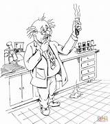 Coloring Scientist Chemical Pages Drawing Printable sketch template