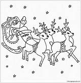 Santa Reindeer Flying Coloring Pages Drawing Color Christmas Printable Getdrawings Coloringpagesonly sketch template