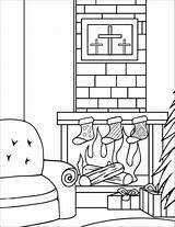 Fireplace Coloring4free Kerstsok Kleurplaten Meisjes Kleurplaat sketch template