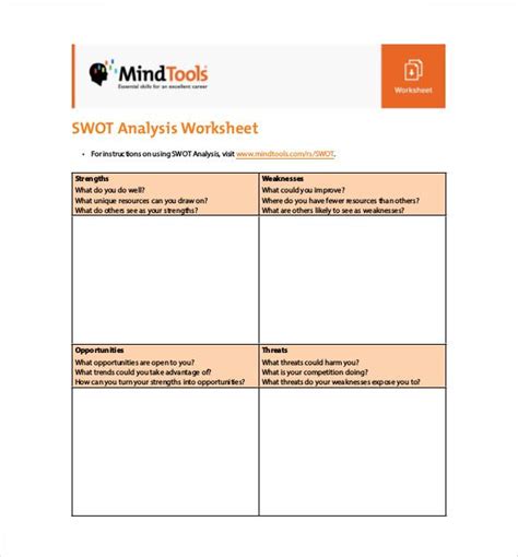 swot analysis templates   printable word excel  examples
