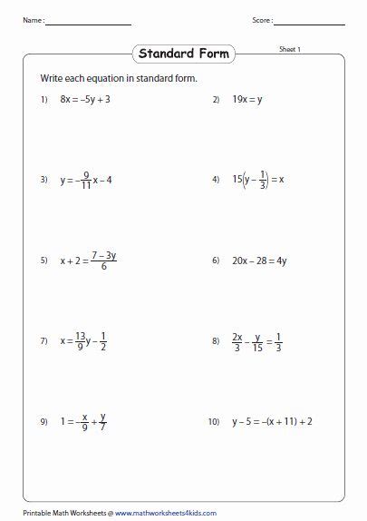 linear equations worksheet    linear equation
