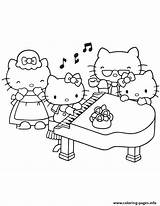 Coloring Piano Kitty Family Hello Pages Playing Printable Princess Sheets Colouring Print Color Cute Choose Board Popular sketch template