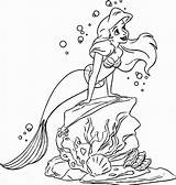 Coloring Mermaid Pages Little Ariel Printable Kids sketch template