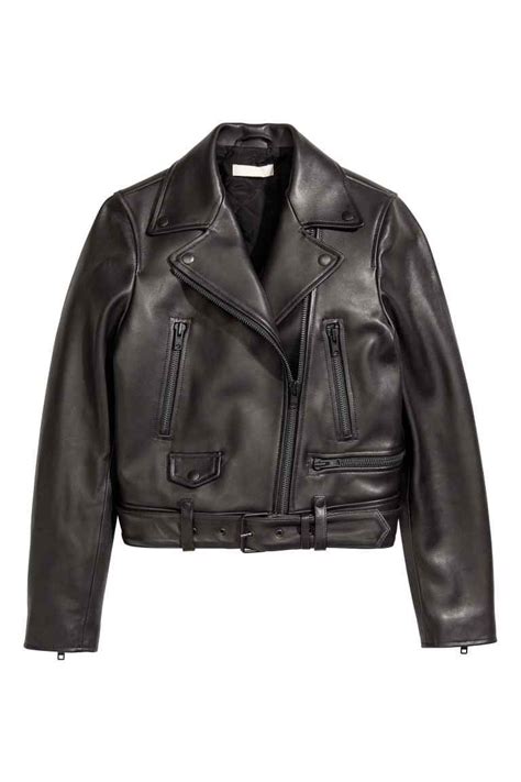 leren bikerjack zwart dames hm nl biker jacket embroidered leather jacket real