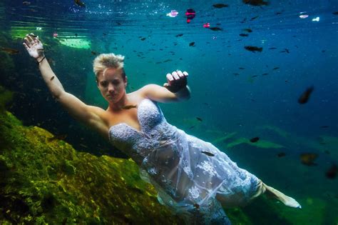 underwater trash the wedding dress shoot popsugar love