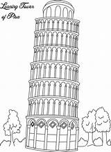 Coloring Landmarks Landmark Pisa sketch template