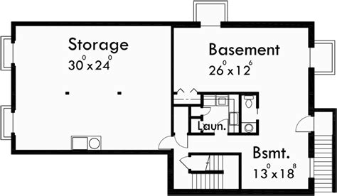 ranch house plan  car garage basement storage