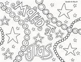 Mardi Gras Coloring Pages Doodle Alley Beads Kids sketch template