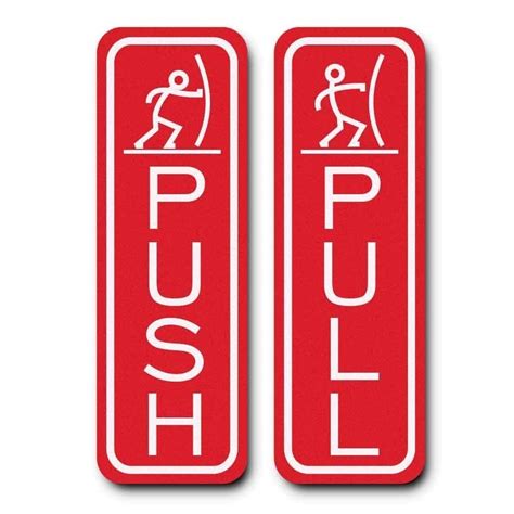 buy office door red pull push sign instruction board adhesive decal in