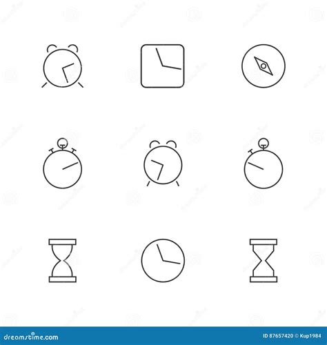 icons clock  thin lines vector illustration stock vector