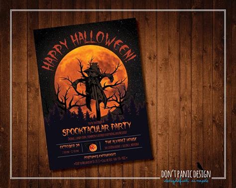 printable halloween invitation spooky scarecrow invitation full
