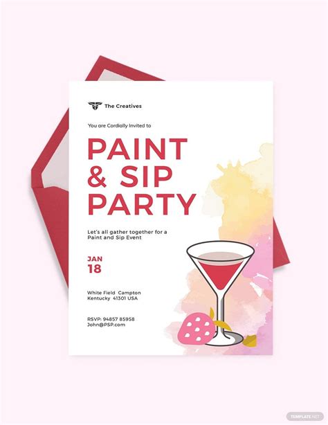 sip  paint invitation template