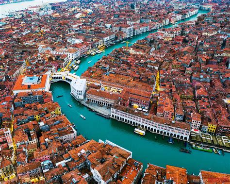 aerial view of grand canal at sunset venice italy royalty free image