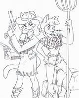 Country Western Sue Chan Kitty sketch template