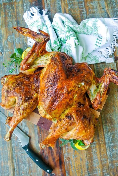 {spatchcock Turkey} Herb Butter Turkey Poultry Recipes