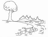 Lake Coloring Nature Pages Drawing Printable Drawings sketch template