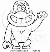 Orangutan Cartoon Coloring Monkey Waving Friendly Clipart Thoman Cory Outlined Vector 2021 sketch template