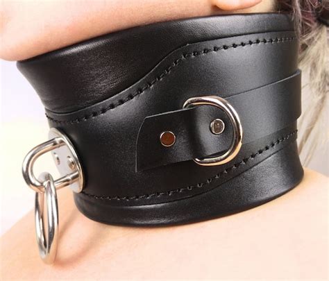 bondage wide collar posture collar heavy padded real leather etsy