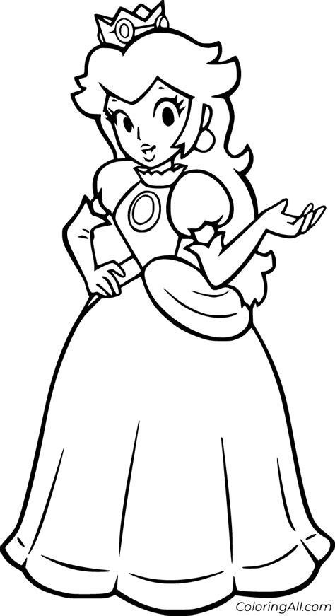 printable princess peach coloring pages easy  print